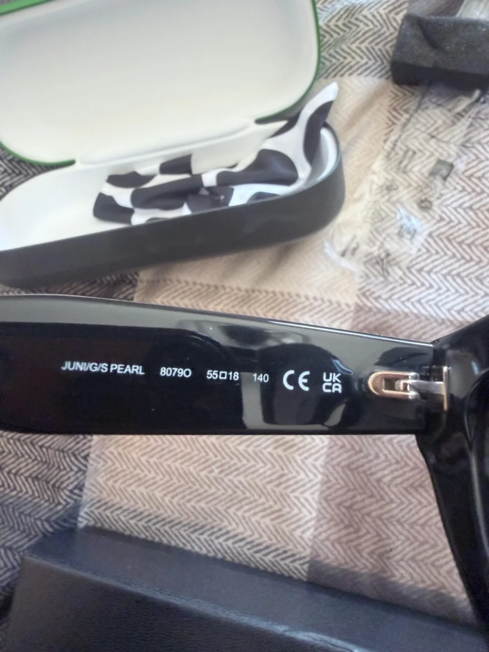 Kate Spade Sunnies JUNI/G/S cat-eye black acetate frames w faux pearl stud